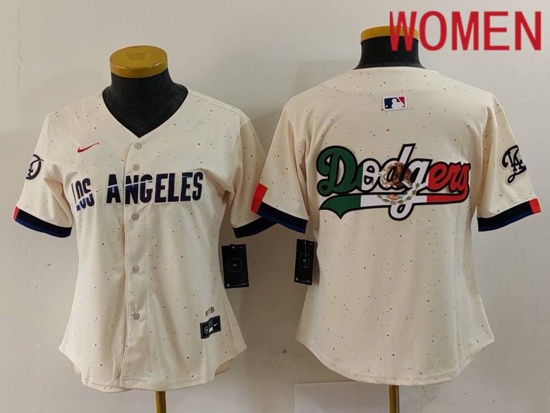 Women Los Angeles Dodgers Blank Cream Fashion Nike Game MLB Jersey style 6295->women mlb jersey->Women Jersey